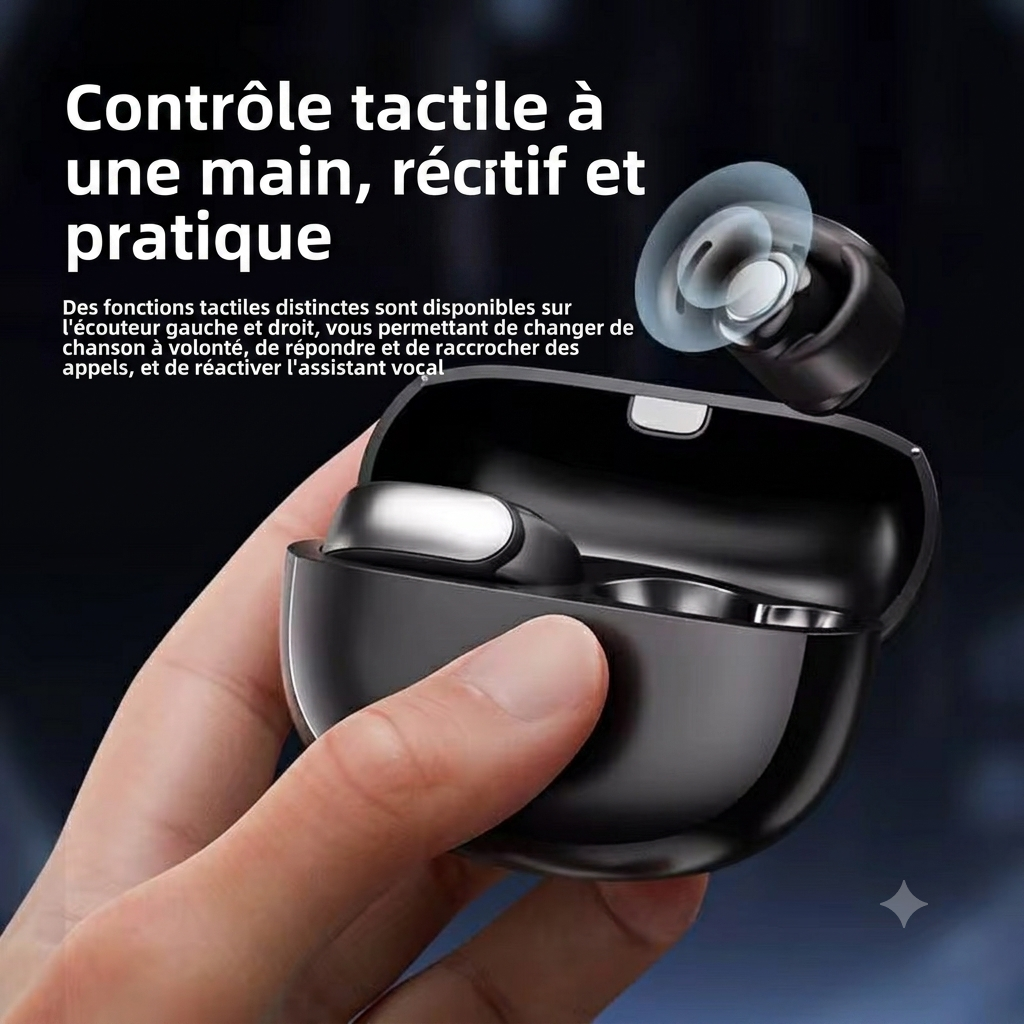 Écouteurs Bluetooth Clip-On Premium – Confort Ouvert, Son HD & Bluetooth 5.4