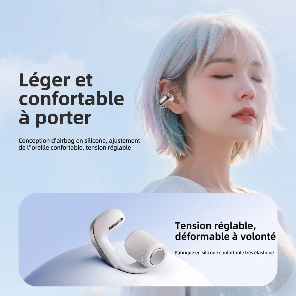Écouteurs Bluetooth Clip-On Premium – Confort Ouvert, Son HD & Bluetooth 5.4