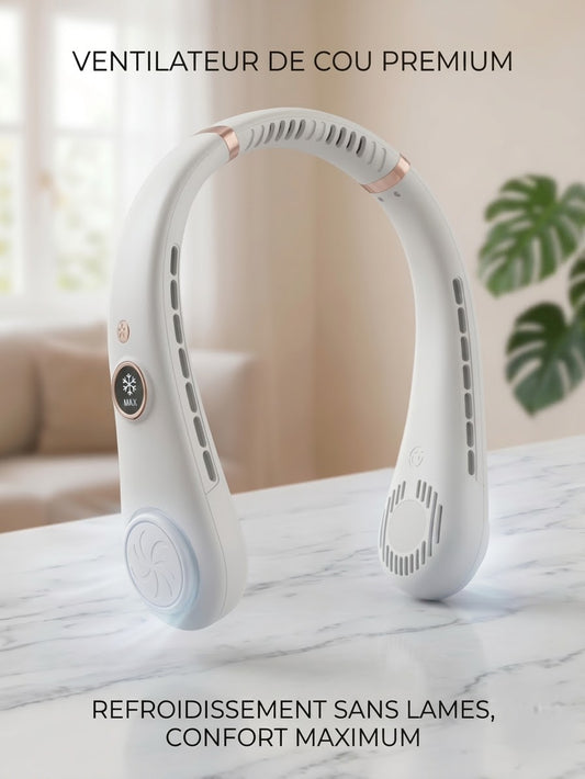 Ventilateur de Cou Rechargeable Premium 1200 mAh – 3 Vitesses | Léger, Silencieux